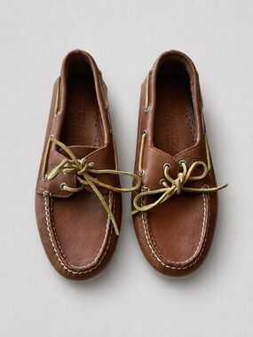 Sperry Brown Leather Boat Shoes with Tan Laces